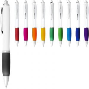 Bolígrafo blanco con empuñadura de color Nash (tinta azul)
