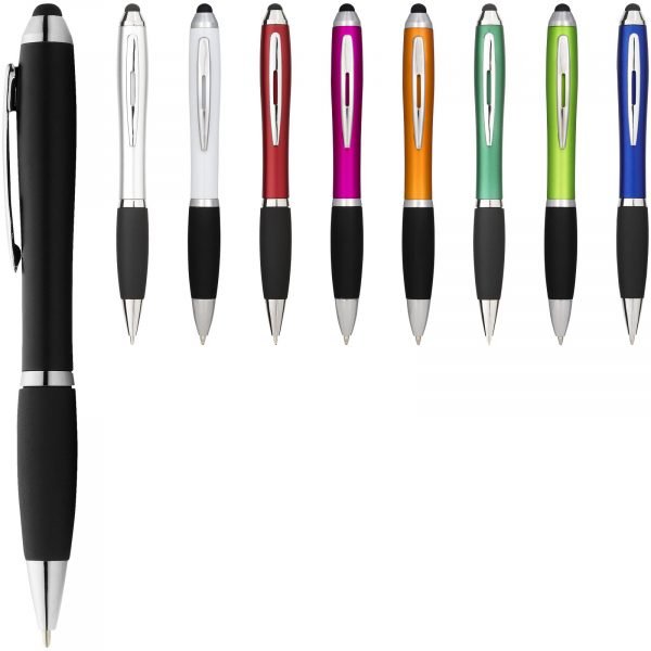 Bolígrafo stylus de color con empuñadura negra  para personalizar con logo - Imagen 5
