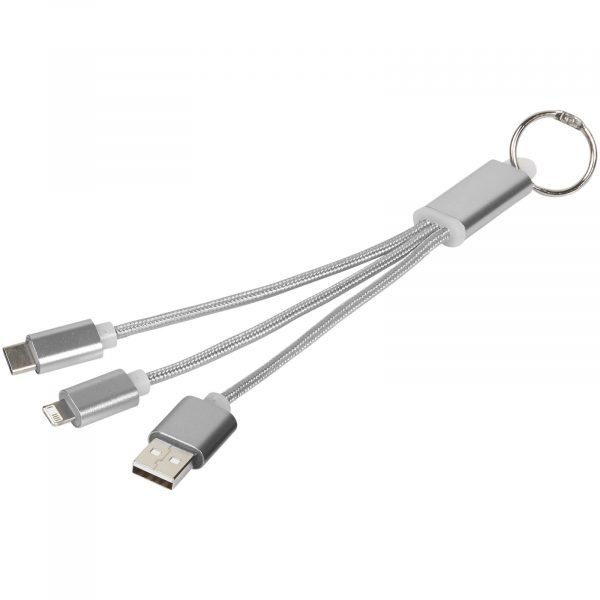 Cable de carga 3 en 1 con llavero  para personalizar con logo - Imagen 2