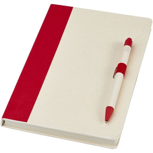 Set de libreta de referencia de tamaño A5 y bolígrafo fabricados con cartones de leche reciclados  para personalizar con logo - Imagen 2