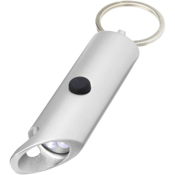 Luz LED IPX de aluminio reciclado y abrebotellas con llavero  para personalizar con logo - Imagen 4