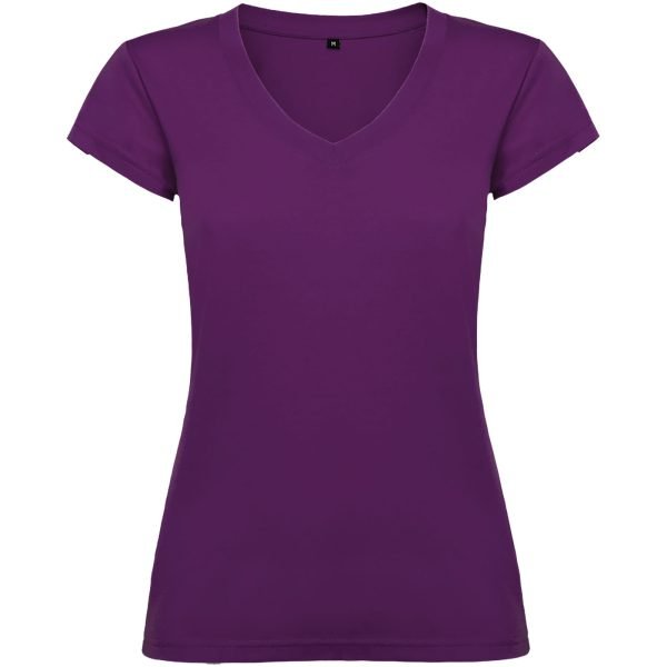 Camiseta de cuello de pico de manga corta para mujer  para personalizar con logo - Imagen 3