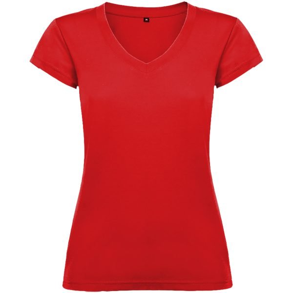 Camiseta de cuello de pico de manga corta para mujer  para personalizar con logo - Imagen 4