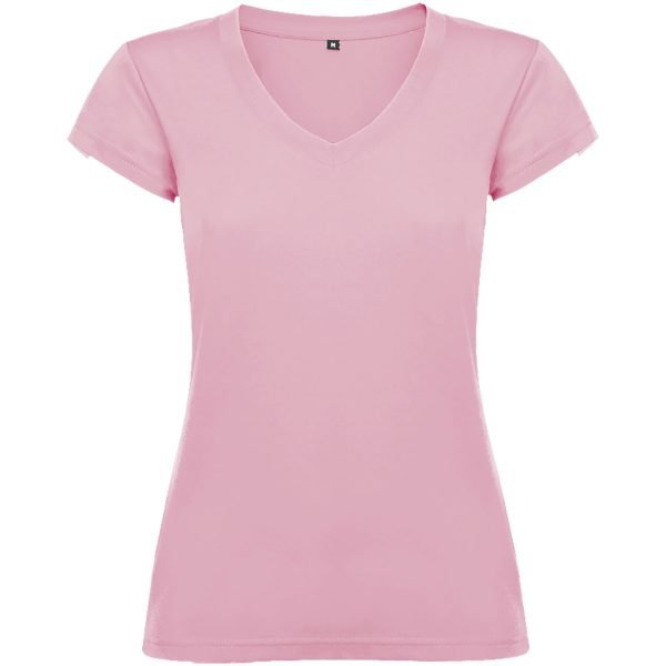 Camiseta de cuello de pico de manga corta para mujer  para personalizar con logo - Imagen 2