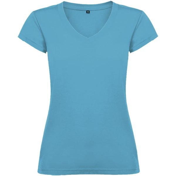 Camiseta de cuello de pico de manga corta para mujer  para personalizar con logo - Imagen 5