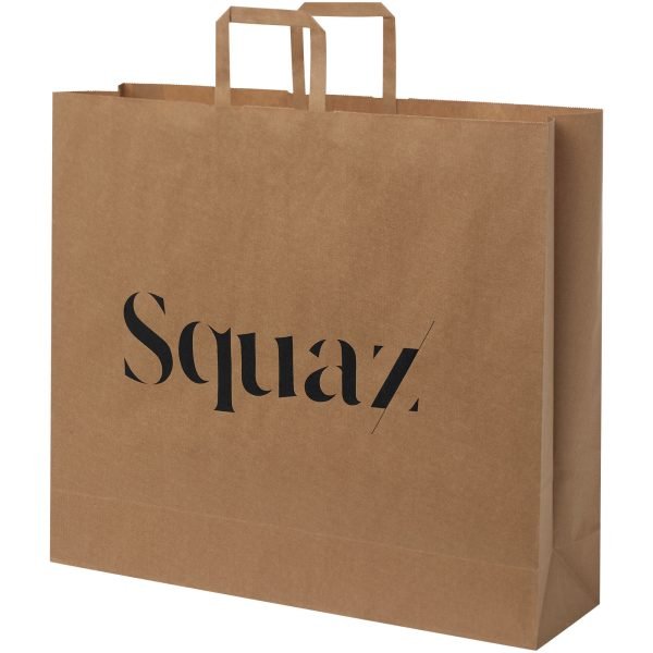 Bolsa de papel kraft 90-100 g/m2 con asas planas, 49.5 x 14 x 44 cm para personalizar con logo - Imagen 2