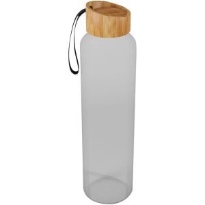 Botella de vidrio borosilicato de 550 ml con funda de silicona reciclada y tapa de bambú "SCX.design D21"