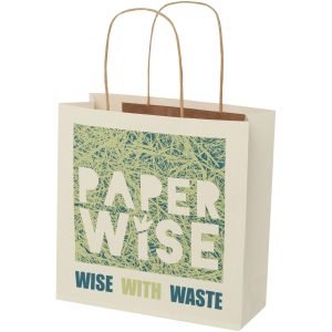 Bolsa de papel de residuos agrícolas 150 g/m2 con asas de papel retorcido