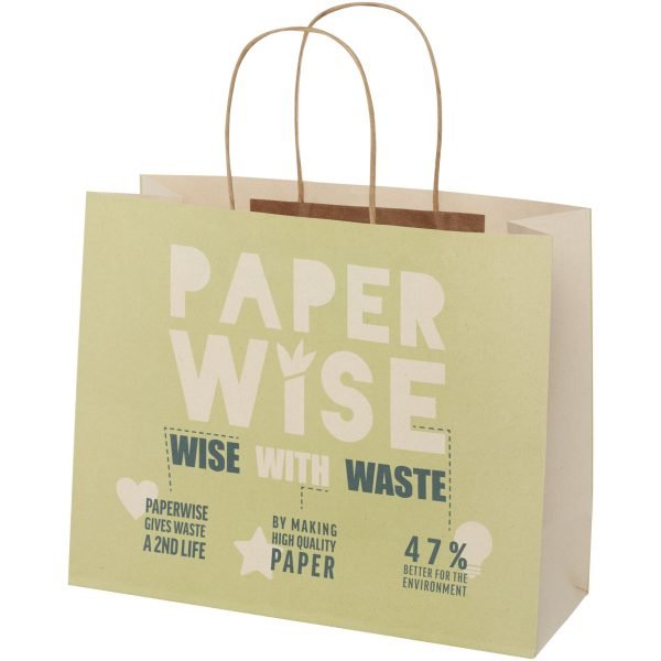 Bolsa de papel de residuos agrícolas 150 g/m2 con asas de papel retorcido