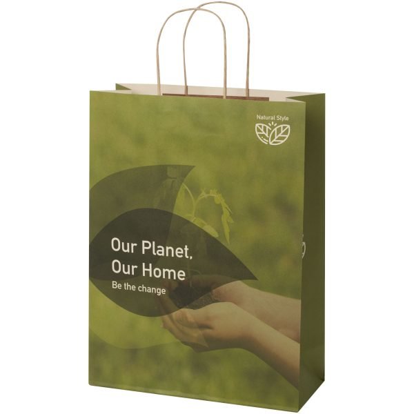 Bolsa de papel de residuos agrícolas 150 g/m2 con asas de papel retorcido