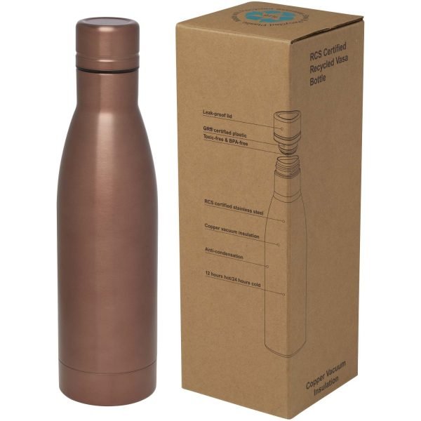 Bidón con aislamiento al vacío de 500 ml de cobre de acero inoxidable reciclado con certificación RCS  para personalizar con logo - Imagen 7