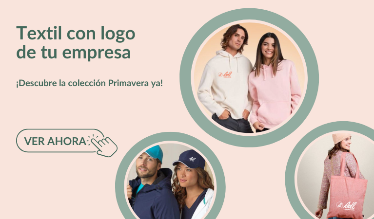 Textil personalizado con logotipo para empresas – sudaderas, mochilas, bolsas tote y gorras promocionales colección primavera | Agencia de regalo promocional