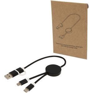 Cable 5 en 1 de aluminio y plástico reciclado de 30 cm para sincronización de datos y carga rápida de 27 W "Alasia"
