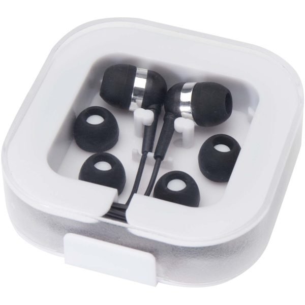 Auriculares tipo C con cable y caja de plástico reciclado  para personalizar con logo - Imagen 2