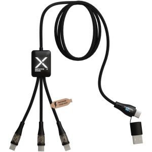 Cable de carga rápida de 60 W 5 en 1 de rPET con pantalla "SCX.design C51"
