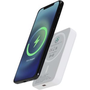 Batería externa inalámbrica magnética de 5000 mAh y 15 W con PD de 20 W fabricada con plástico reciclado "Acrab"