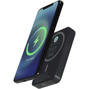 Batería externa inalámbrica magnética de 5000 mAh y 15 W con PD de 20 W fabricada con plástico reciclado "Acrab"