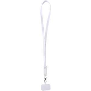 Lanyard de plástico reciclado para smartphone con sincronización de datos integrada y cable 5 en 1 de carga rápida de 65 W "Franz"