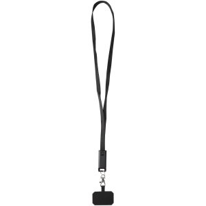 Lanyard de plástico reciclado para smartphone con sincronización de datos integrada y cable 5 en 1 de carga rápida de 65 W "Franz"