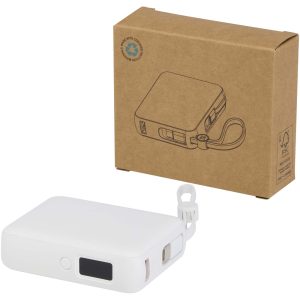 Batería externa para tableta de 10 000 mAh y 35 W con cable tipo C integrado y fabricada con plástico reciclado "Acrux"