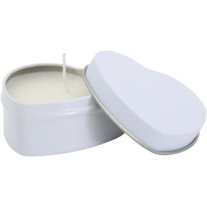 Vela con forma de corazón y aroma de vainilla en caja metálica "Blissful"
