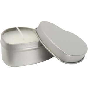 Vela con forma de corazón y aroma de vainilla en caja metálica "Blissful"
