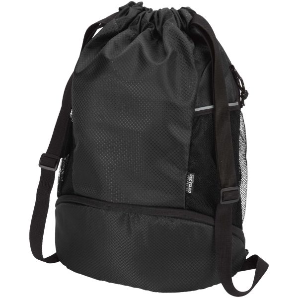 Bolsa deportiva de 18 L con cordón y compartimento inferior de material reciclado con certificado GRS  para personalizar con logo - Imagen 3