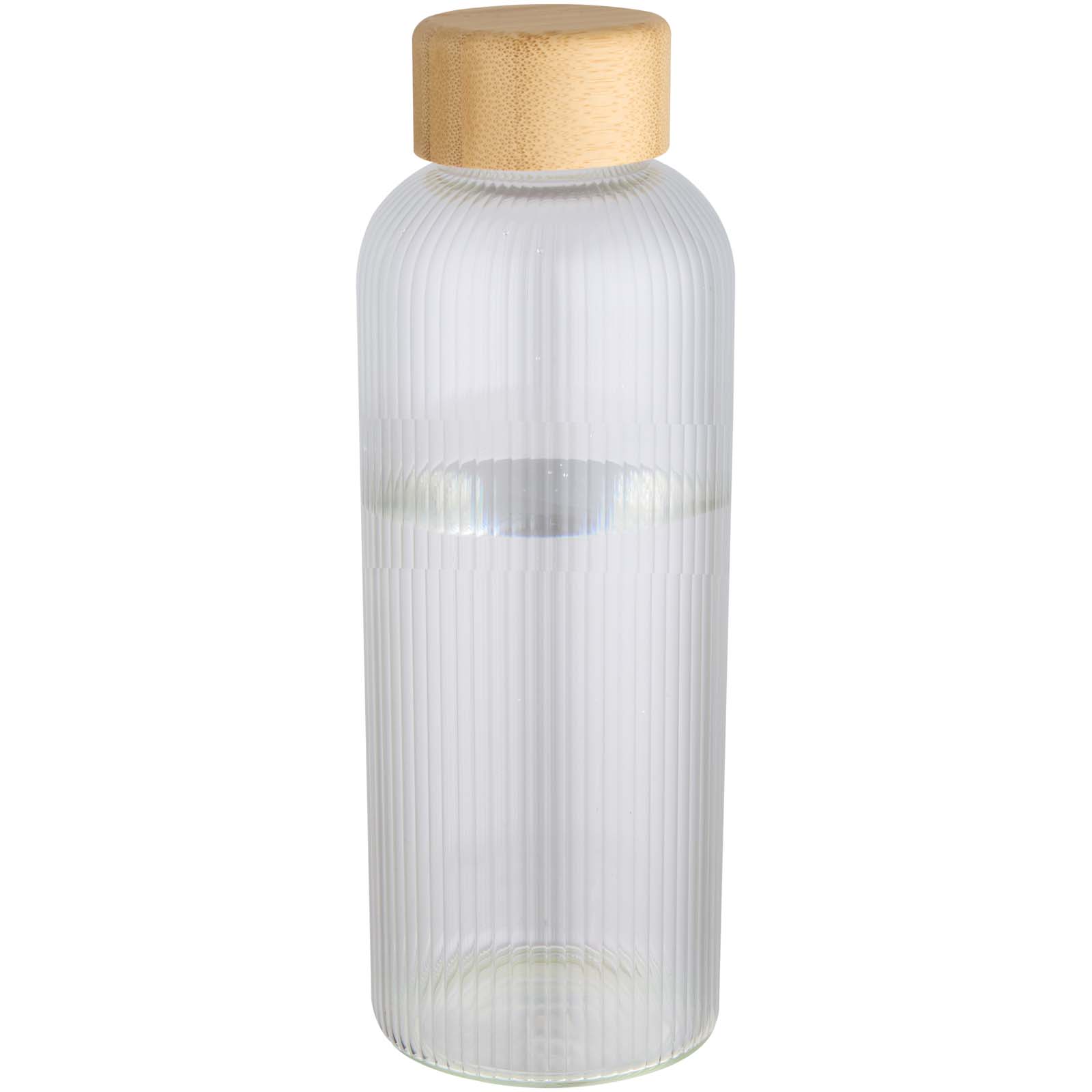 Botella de 650 ml de vidrio borosilicato de pared simple con tapa de bambú Mirage