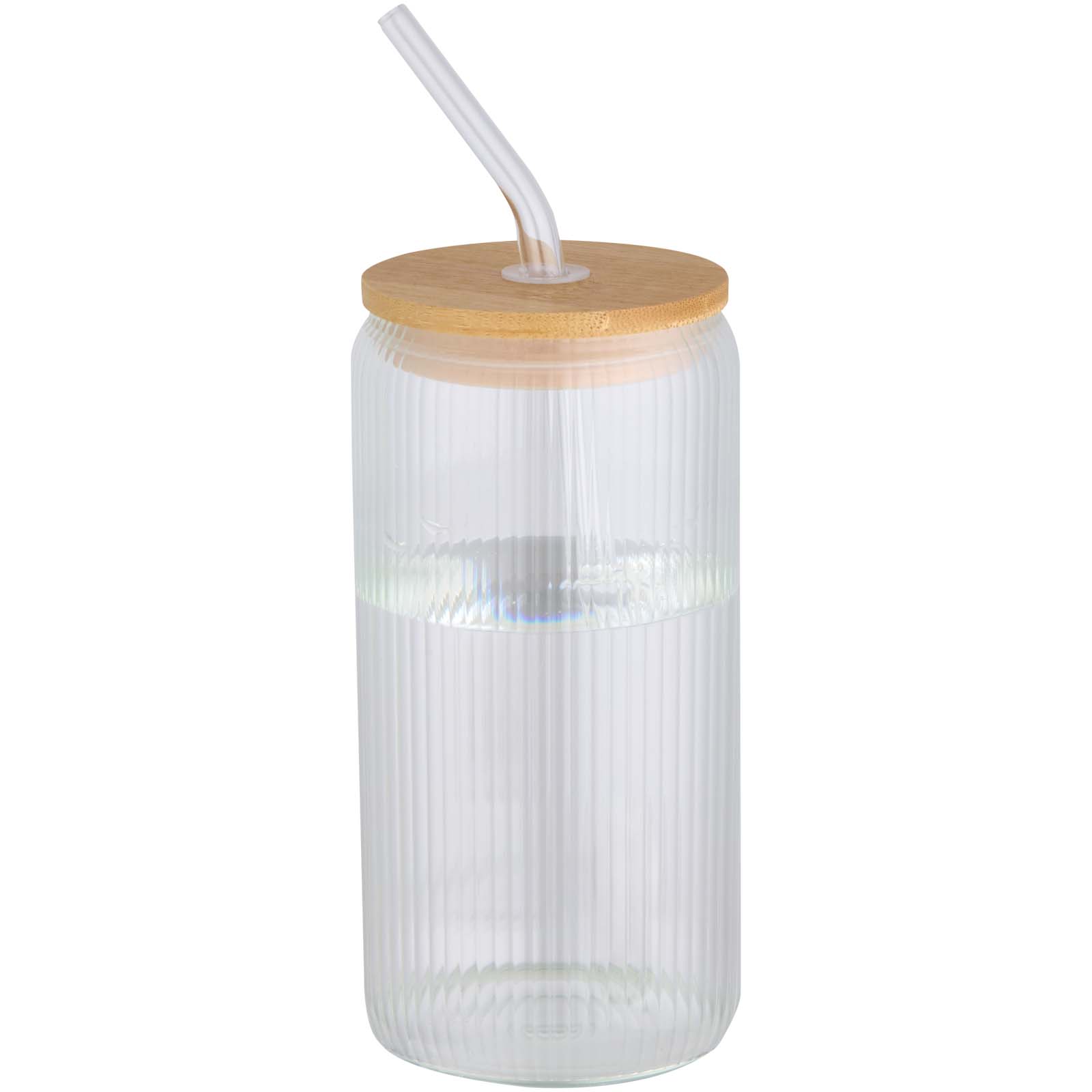 Jarra de 500 ml de vidrio borosilicato de pared simple con tapa de bambú "Mirage"