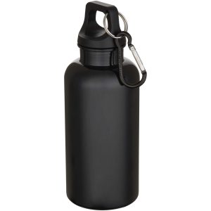 Botella de 400 ml de color liso de plástico reciclado con certificado RCS y mosquetón "Oregon"