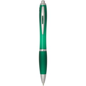 Bolígrafo de plástico reciclado con certificado RCS y cuerpo y empuñadura de color (tinta azul) Nash