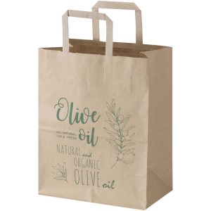 Bolsa de papel de 80 g/m2 con asas planas - 25 x 15 x 32 cm Kraft