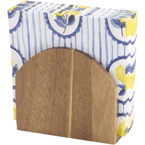 Servilletero de madera de acacia con un toque encantador