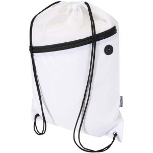 Bolsa con cordón Oriole de RPET con bolsillo frontal con cremallera