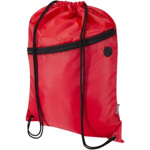 Bolsa con cordón Oriole de RPET con bolsillo frontal con cremallera