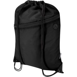Bolsa con cordón Oriole de RPET con bolsillo frontal con cremallera