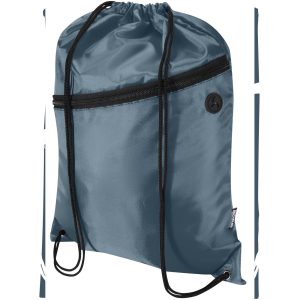 Bolsa con cordón Oriole de RPET con bolsillo frontal con cremallera
