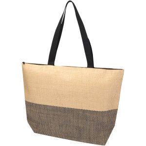 Bolso tote grande de papel de paja Rhythm con cremallera