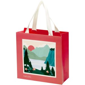 Bolsa de papel Smartfold de 210 g/m² con asas de cinta y laminado brillante - 24 x 10 x 24 cm