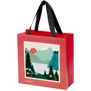 Bolsa de papel Smartfold de 210 g/m² con asas de cinta y laminado brillante - 24 x 10 x 24 cm